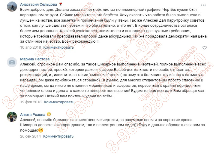 Комментарии во ВКонтакте Комментарии во ВКонтакте от тех, кто заказывал чертежи